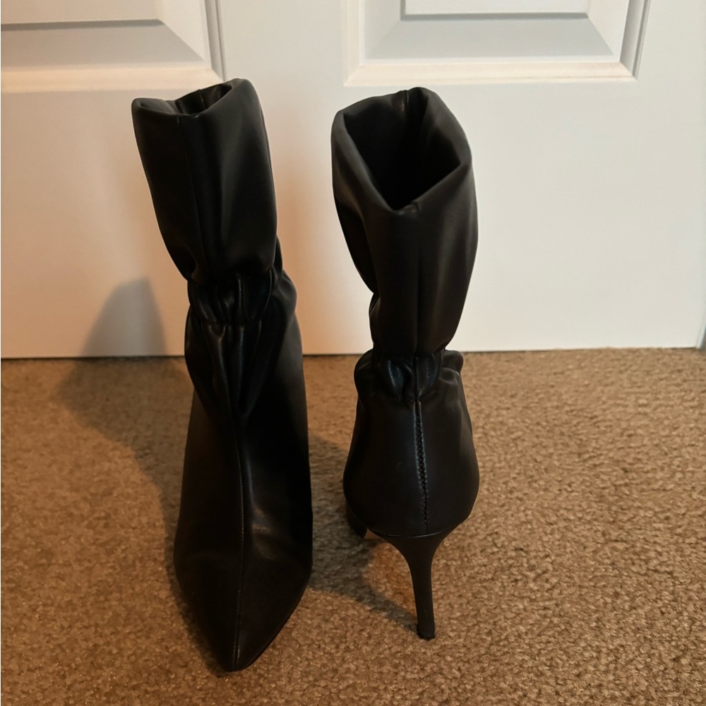 Black slouch cinched booties